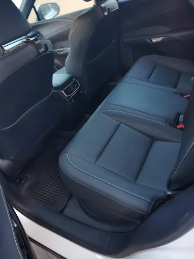 Clean black rear seats in a vehicle